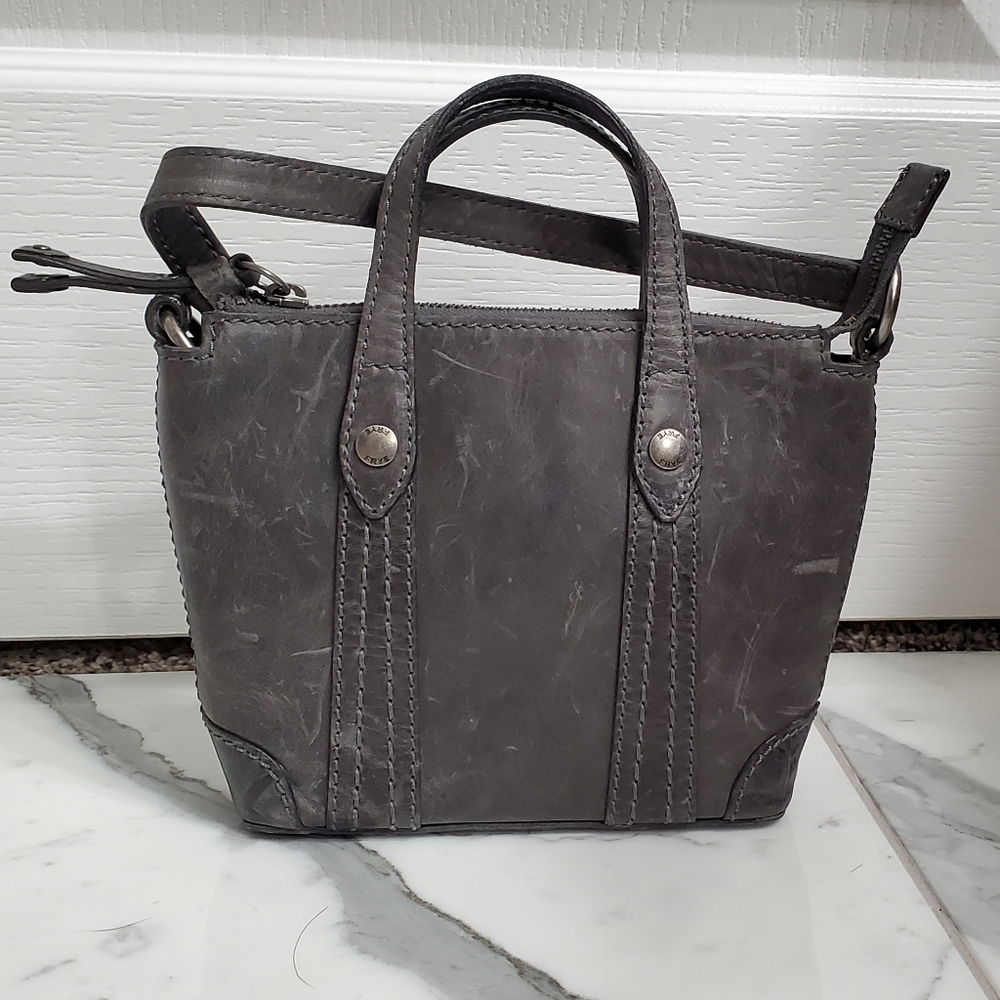Grey FRYE Melissa Mini Leather Crossbody Shopper